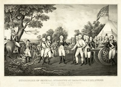 Reddition du général Burgoyne à Saratoga, N.Y., 17 octobre 1777, pub. N. Currier - John Trumbull