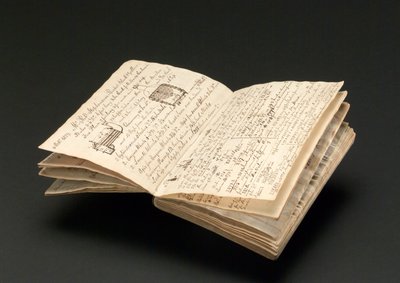 Carnet appartenant à John Urpeth Rastrick, utilisé pour enregistrer les détails des essais de locomotives de Rainhill en 1829 - John Urpeth Rastrick