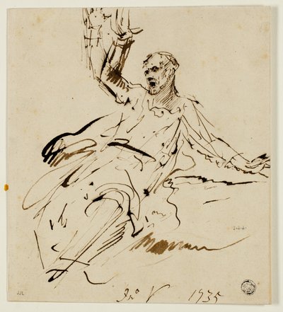 Figure masculine assise avec bras levé - John Vanderbank