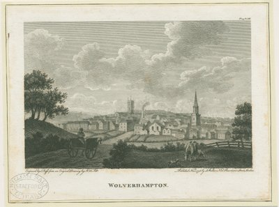 Wolverhampton - Vue sud-ouest : gravure, nd [c 1796] - John Walker