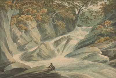 Hafod : Partie supérieure de la cascade - John Warwick Smith