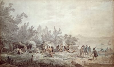 Le capitaine Cook dans Ship Cove, Queen Charlotte Sound - John Webber