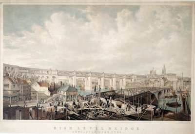Pont de haut niveau, Newcastle upon Tyne, gravé par George Hawkins (1819-52) - John Wilson Carmichael
