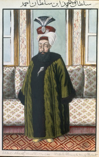 Abdul Hamid Ier (1725-1789), sultan de 1774 à 1789, tiré de « Une série de portraits des empereurs de Turquie ». - John Young