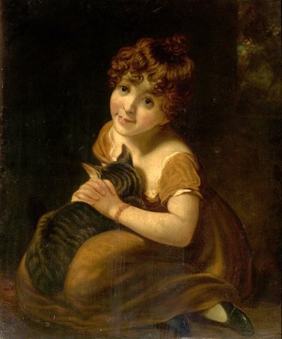 Fille avec un chat - John attr.to Opie