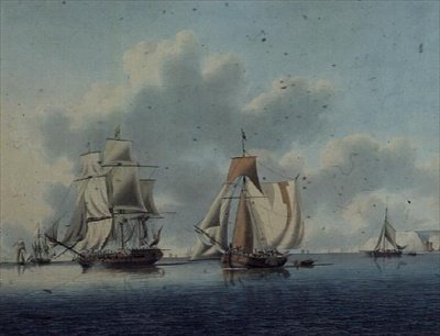 Frégate et Bateaux de Pêche Néerlandais au large de l