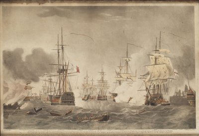 La bataille du Nil, vers 1800 - John william Edy
