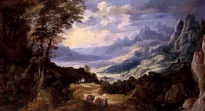 Paysage avec voyageurs - Joos or Josse de The Younger Momper