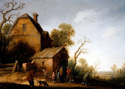 Un paysage boisé avec des figures et des chiens - Joost Cornelisz. Droochsloot