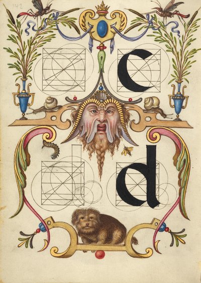 Guide de construction des lettres c et d - Joris Hoefnagel
