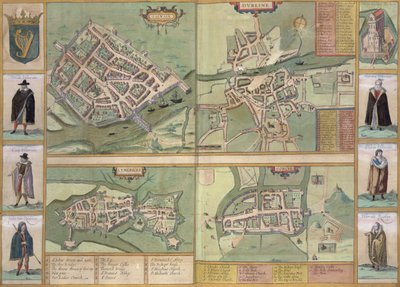Cartes de Galway, Dublin, Limerick et Cork, de 