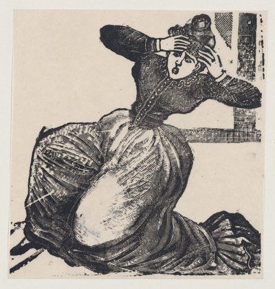 Une femme haletante au sol avec les mains levées à la tête, d