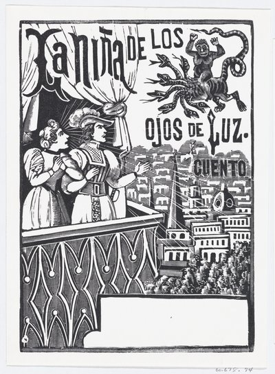 Une Femme et un Homme Debout sur un Balcon Regardant un Monstre Volant dans le Ciel - José Guadalupe Posada