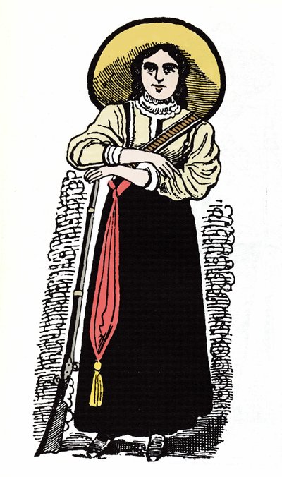 Révolution mexicaine (1910-1920) : soldate mexicaine. Xylographie par Jose Guadalupe Posada (1852-1913). - José Guadalupe Posada