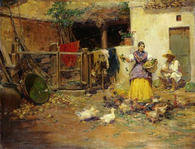 Nourrir les poules - Jose Benlliure y Gil