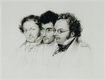 Johann Baptist Jenger, Anselm Huettenbrenner, et Franz Schubert ... - Josef Eduard Teltscher