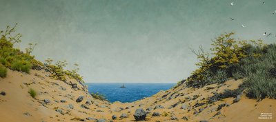 JJM recrée Friedrich-C-D: Vue à travers une dépression côtière (Panorama) - Josef Johann Michel