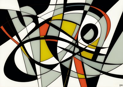 abstrait : sur fond blanc-cercles+balançoires 2 - Josef Johann Michel