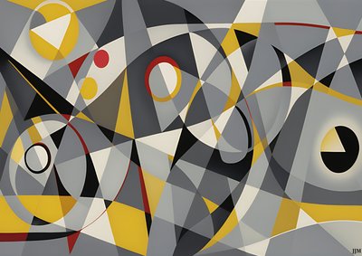 abstrait : argent-jaune_cercles 2 - Josef Johann Michel