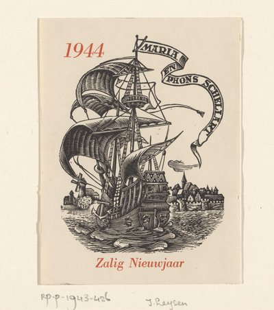 Vœux de Nouvel An pour 1944 de Mária et Phons Schellart - Josef Leysen (Jef)