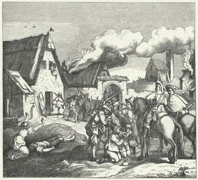 Les troupes impériales pillant après la bataille de Nordlingen, 1634 - Josef Mathias Trenkwald