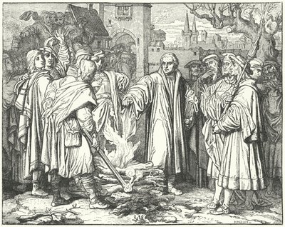 Martin Luther brûlant la bulle papale à Wittenberg, 1520 - Josef Mathias Trenkwald