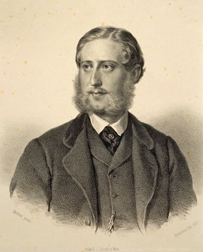 Portrait de Ferdinand Bonaventura, Prince Kinsky (1834-1904). Gravure de Josef Kriehuber - Josef Nikolaus Kriehuber