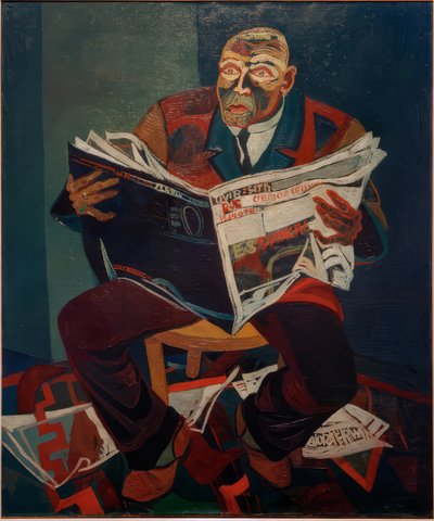 Homme lisant le journal - Josef Scharl