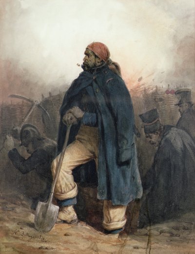 Soldat avec une pelle - Joseph Louis Hippolyte Bellange