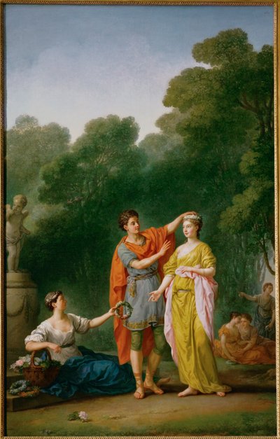 Un amoureux couronnant sa bien-aimée d