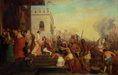 Christophe Colombe recu par Ferdinand II et Isabelle laCatholique a son retour des Indes … - Joseph Nicolas Robert Fleury