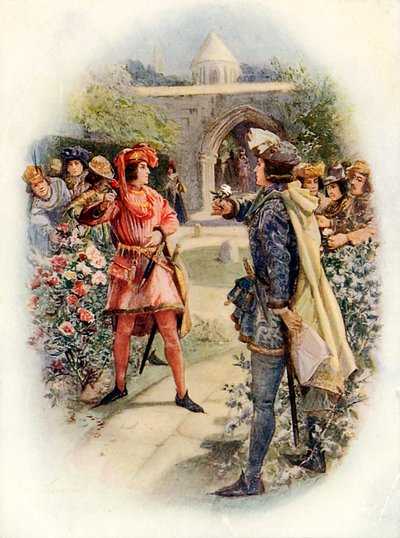 La rose rouge et la blanche (lithographie couleur) - Joseph (after) Finnemore