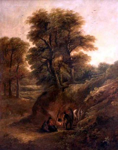 Paysage boisé avec gitans autour d