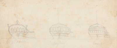 Poupe décorative de trois navires - Joseph Cartwright