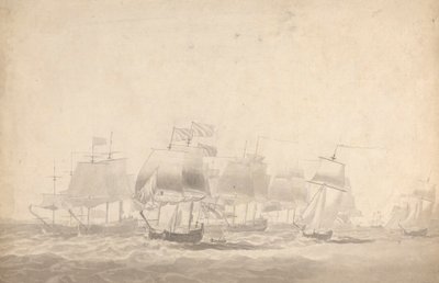 Plusieurs Navires en Formation de Bataille dans une Mer Agitée - Joseph Cartwright