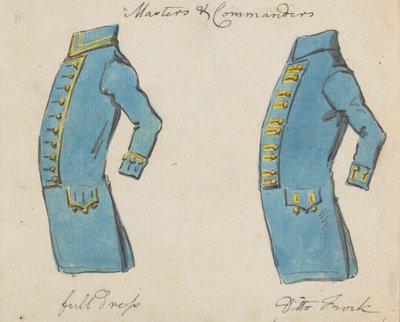 Vue latérale de deux vestes navales; Maîtres et Commandants - Joseph Cartwright
