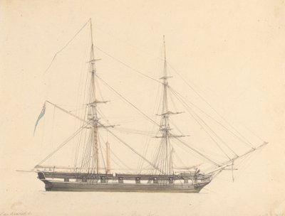 Brig simple avec Union Jack et trois figures - Joseph Cartwright