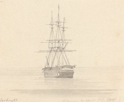 Frégate unique, poupe en avant; Albion 20 avril 1817 - Joseph Cartwright