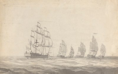 Six cuirassés virant de bord par gros temps - Joseph Cartwright