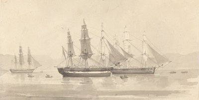 Trois navires avec gréement de barque - Joseph Cartwright