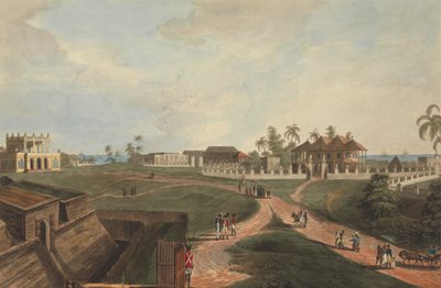 Maison du gouvernement et maison du conseil, Fort Marlborough, Benkulen, Sumatra, 1799 - Joseph Constantine Stadler