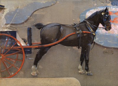 Cheval et charrette avec dame - Joseph Crawhall