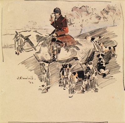 Chasseur à cheval et chiens de chasse - Joseph Crawhall