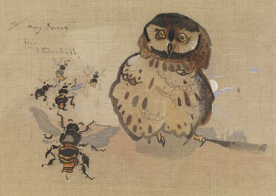 Chouette et abeilles - Joseph Crawhall