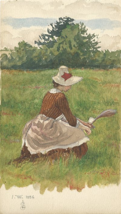 Femme ramassant de l