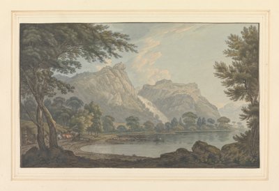 Rochers de Lodore -- chute et cottage - distance - Joseph Farington
