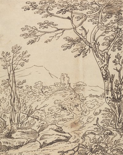Arbres et un château lointain - Joseph Farington