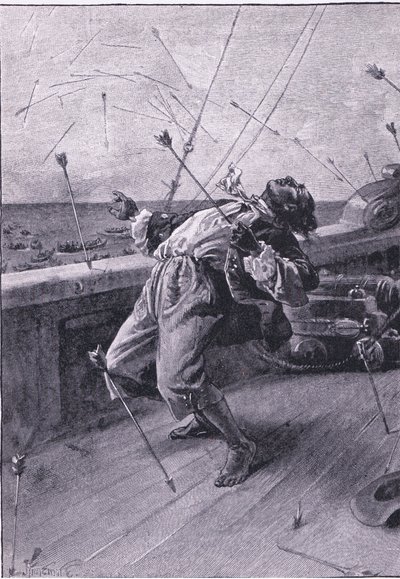 Ils ont lâché leurs flèches et ont tué le pauvre Vendredi (lithographie) - Joseph Finnemore