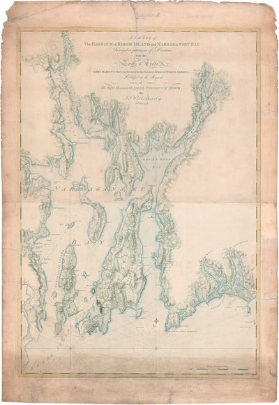 Carte du port de Rhode Island et de la baie de Narragansett - Joseph Frederick Wallet DesBarres