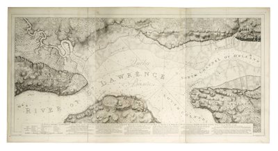 Plan de Québec et de ses environs avec ses défenses, vers 1781 (gravure en couleur) - Joseph Frederick Wallet DesBarres